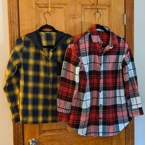 2 NWOT Shein Teen Flannel Shirts ~ 14Y 170cm